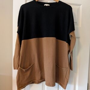 Two-Tone Black and Brown Women's Sweater